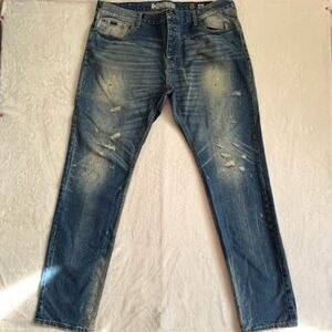 Born Fly Men’s Distressed & Faded Blue Jeans SZ 42 L34 Straight Leg Streetwear